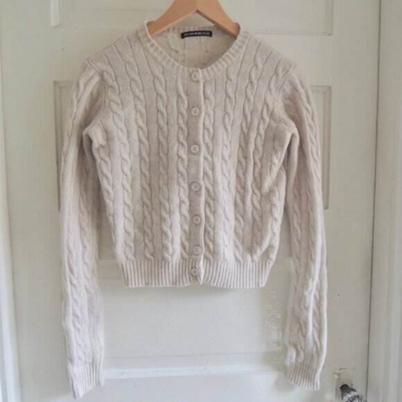 Brandy Melville Heather Gray Olsen Wool Cable Cardigan OS - Picture 1 of 8